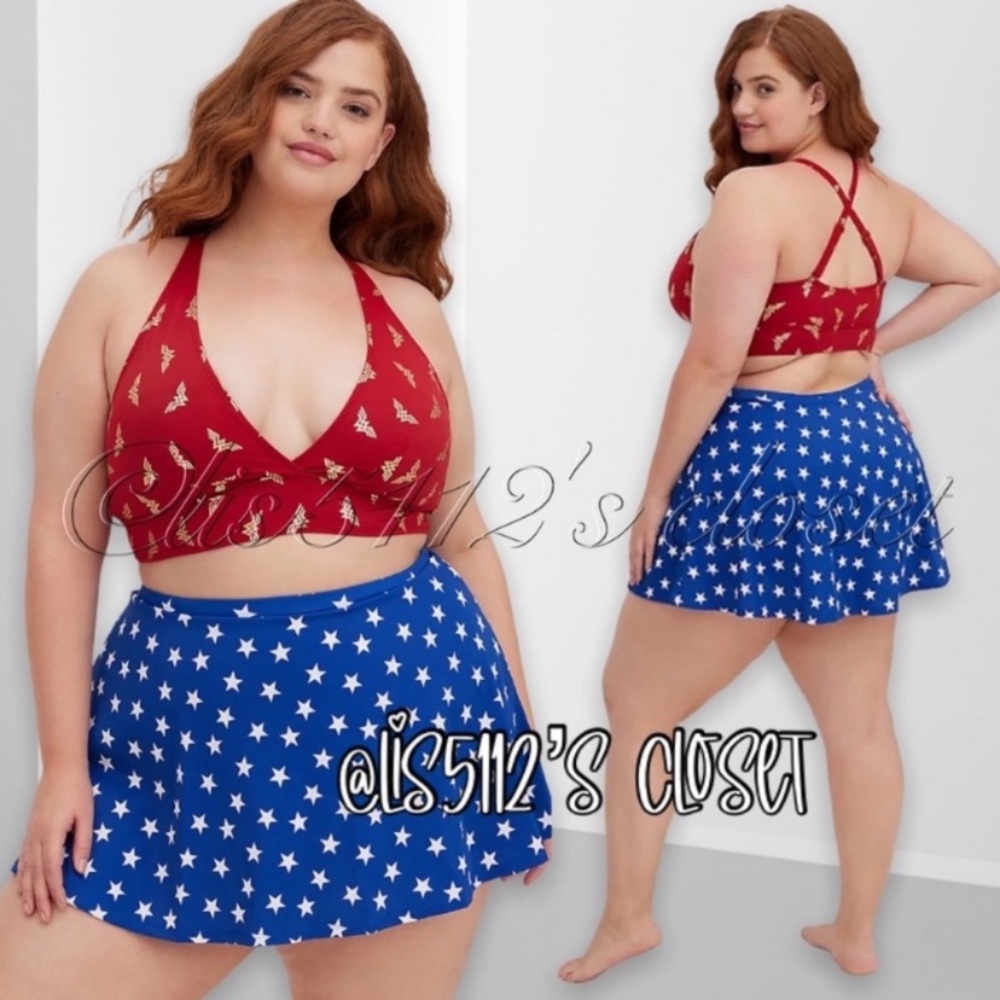 Torrid DC Comics Wonder Woman Triangle Bikini & Swim Skirt Swimsuit SET 2X 3X - Picture 3 of 16